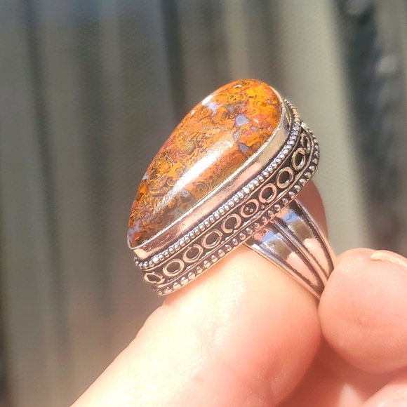 New Seam Agate 925 Silver Ring. - Picture 12 of 15